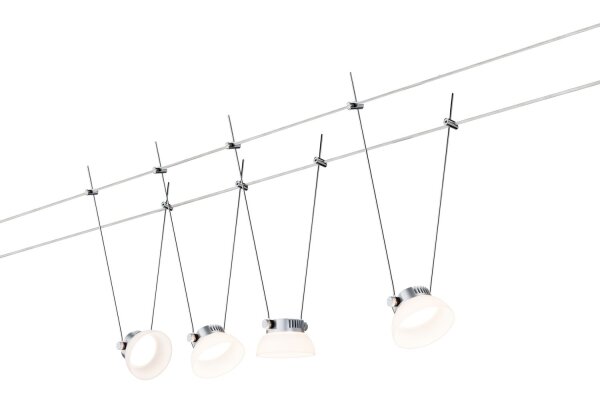 Paulmann SmartHome Bluetooth IceLED Seilsystem 4x4W Chrom matt/Weiß 230V/12V DC 30VA Metall