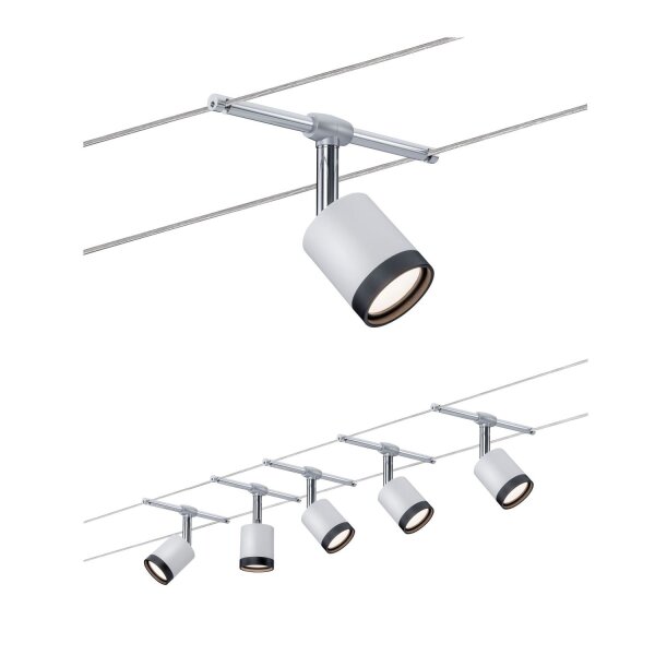 Paulmann Wire System TubeLED 5x4W Weiß/Schwarz Chrom 230/12V Kunststoff