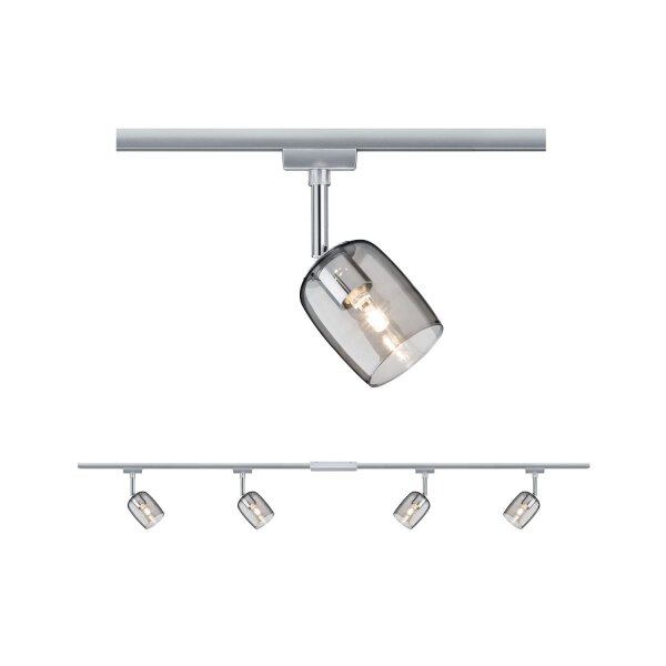 Paulmann URail Schienensystem Set Blossom 4x max.10W G9 Chrom matt/Chrom/Rauch 230V Metall/Kunststoff