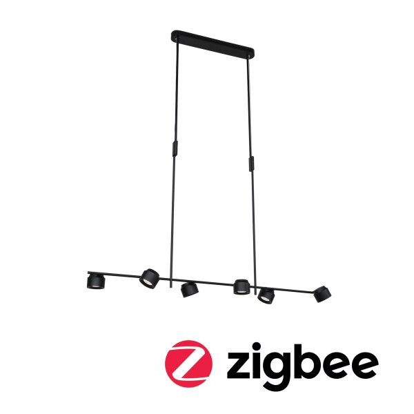 LED Pendelleuchte Smart Home Zigbee 3.0 Puric Pane Effect Effect 2700K 6x450lm / 200lm 6x6W / 3W Schwarz dimmbar
