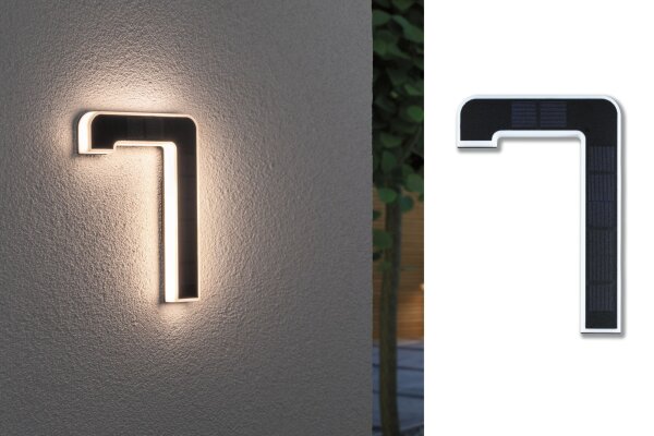 Solar LED Hausnummernleuchte inkl. wechselbarer Akku Nummer 7 IP44 3000K 6lm Schwarz