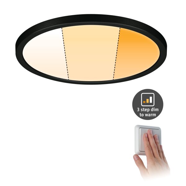 VariFit LED Einbaupanel Dim to Warm Areo IP44 rund 230mm  16W 1500lm 3 Step Dim to warm Schwarz dimmbar