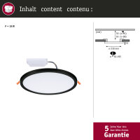 VariFit LED Einbaupanel Dim to Warm Areo IP44 rund 230mm  16W 1500lm 3 Step Dim to warm Schwarz dimmbar
