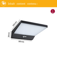 Solar LED Außenwandleuchte Ronas Bewegungsmelder  IP44 3000K 320lm Dunkelgrau