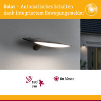 Solar LED Außenwandleuchte Kiran Bewegungsmelder IP44 3000K 280lm Anthrazit