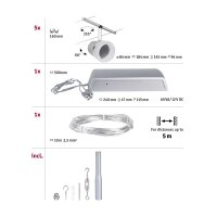 CorDuo Seilsystem Cone Basisset GU5,3  max. 5x10W   230/12V Chrom matt, Chrom