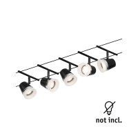 CorDuo Seilsystem Cone Basisset GU5,3  max. 5x10W 230/12V Schwarz matt, Chrom