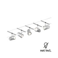 CorDuo Seilsystem Cup Basisset GU5,3  max. 5x10W   230/12V Chrom matt, Chrom