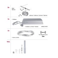 CorDuo Seilsystem Cup Basisset GU5,3  max. 5x10W   230/12V Chrom matt, Chrom