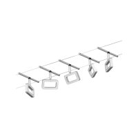 CorDuo LED Seilsystem Frame Basisset  5x280lm 5x4,8W 3000K  230/12V Chrom matt, Chrom