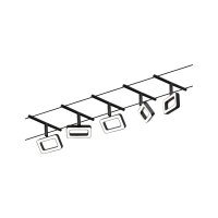 CorDuo LED Seilsystem Frame Basisset  5x280lm 5x4,8W 3000K  230/12V Schwarz matt, Chrom