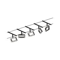 CorDuo LED Seilsystem Frame Basisset  5x280lm 5x4,8W 3000K  230/12V Schwarz matt, Chrom