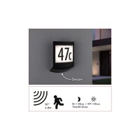 LED Außenwandleuchte Padea Dämmerungssensor  seewasserresistent IP44  198x252mm 3000K 8,5W 550lm 230V  Anthrazit Kunststoff