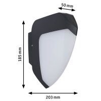 LED Außenwandleuchte Smart Home Zigbee 3.0 Ikosea  insektenfreundlich IP44  50x203mm Tunable Warm 4,4W 350lm 230V  Anthrazit Kunststoff