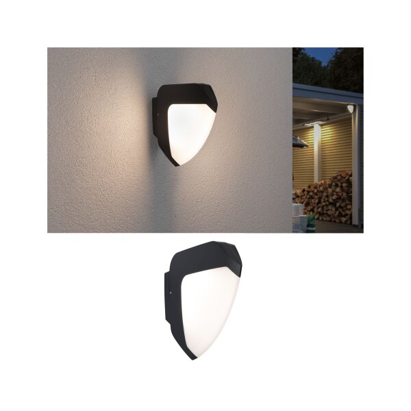 LED Außenwandleuchte Ikosea Dämmerungsgesteuerter Bewegungsmelder (IR) seewasserresistent IP44  50x203mm 3000K 4,4W 350lm 230V  Anthrazit Kunststoff