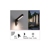 House LED Außenwandleuchte Ito Bewegungsmelder Vertikale Ausrichtung IP44  47x301mm 3000K 6W 450lm 230V 65° Anthrazit Metall, Kunststoff