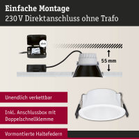 LED Einbauleuchte 3-Step-Dim Cole Coin 1er-Set  IP44 rund 88mm  Coin 6W 470lm 230V dimmbar 2700K Weiß