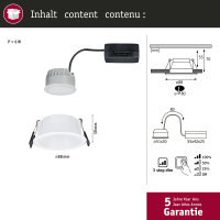LED Einbauleuchte 3-Step-Dim Cole Coin 1er-Set  IP44 rund 88mm  Coin 6W 470lm 230V dimmbar 2700K Weiß