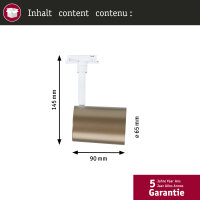 URail Schienenspot Luxe   GU10  max. 10W  dimmbar 230V Gold matt, Signalweiß