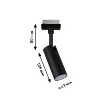 URail Schienenspot 3-Step-Dim Tubo Einzelspot  190lm 4W 3000K dimmbar 230V Schwarz matt