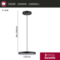LED Pendelleuchte Smart Home Zigbee 3.0 Hildor   2700K 1000lm 17W Schwarz matt dimmbar