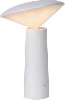 LUCIDE JIVE - wiederaufladbare Tischlampe Innen/Außen - Akku/Batterie - Ø 13,7 cm - LED Dim. - CCT - 1x3W 2800K/6500K - IP44 - Weiß