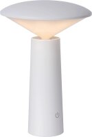 LUCIDE JIVE - wiederaufladbare Tischlampe Innen/Außen - Akku/Batterie - Ø 13,7 cm - LED Dim. - CCT - 1x3W 2800K/6500K - IP44 - Weiß