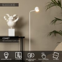 LUCIDE COMET - wiederaufladbare Stehlampe - Akku/Batterie - LED 3 StepDim - 1x3W 2700K - Weiß