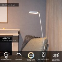 LUCIDE AARON - Stehlampe Mit Leselampe - LED Dim. - CCT - 1x12W 2700K/4000K - Weiß