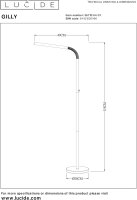 LUCIDE GILLY - wiederaufladbare Stehlampe Mit Leselampe - Akku/Batterie - LED Dim. - 1x6W 2700K - Weiß