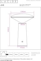 LUCIDE JIVE - wiederaufladbare Tischlampe Innen/Außen - Akku/Batterie - Ø 13,7 cm - LED Dim. - CCT - 1x3W 2800K/6500K - IP44 - Schwarz