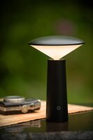 LUCIDE JIVE - wiederaufladbare Tischlampe Innen/Außen - Akku/Batterie - Ø 13,7 cm - LED Dim. - CCT - 1x3W 2800K/6500K - IP44 - Schwarz