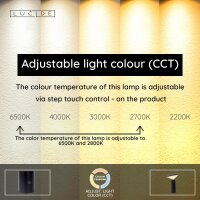 LUCIDE JIVE - wiederaufladbare Tischlampe Innen/Außen - Akku/Batterie - Ø 13,7 cm - LED Dim. - CCT - 1x3W 2800K/6500K - IP44 - Schwarz