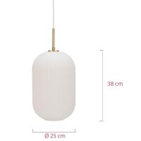 Pendelleuchte Design Deckenlampe Splendid Delight Ø 25cm Glas Weiß Gold  E27