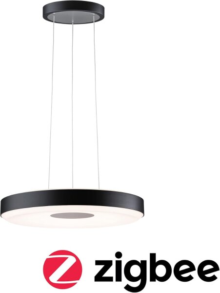 Paulmann Puric Pane Smart Home Zigbee LED Pendelleuchte Ø400 mm 18W 2700K Schwarz/Grau dimmbar – Art. 79779