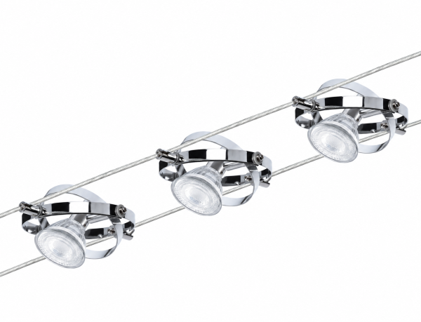 3er-Set Paulmann Seilspot Cardan Chrom matt inklusive OSRAM LED-Leuchtmitteln