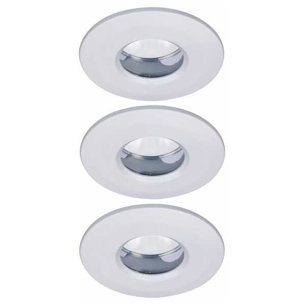 Paulmann Premium Einbauleuchten Set Sparlampe starr IP65 3x11W 230V GU10 51mm Weiß/Metall