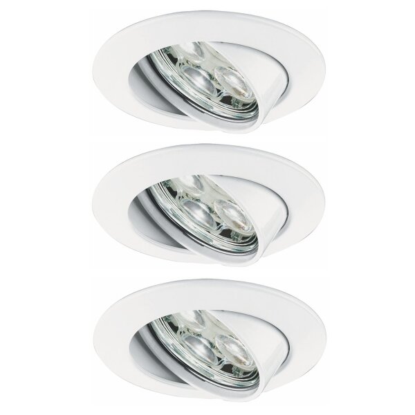 Premium EBL Set Power Flood LED 3x3W 10VA 230V 83mm Weiß/Alu Zink
