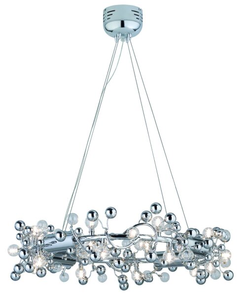 Paulmann Living Sfera Pendell. 20x10W G4 Chrom transparent 230V/12V Metall/Glas