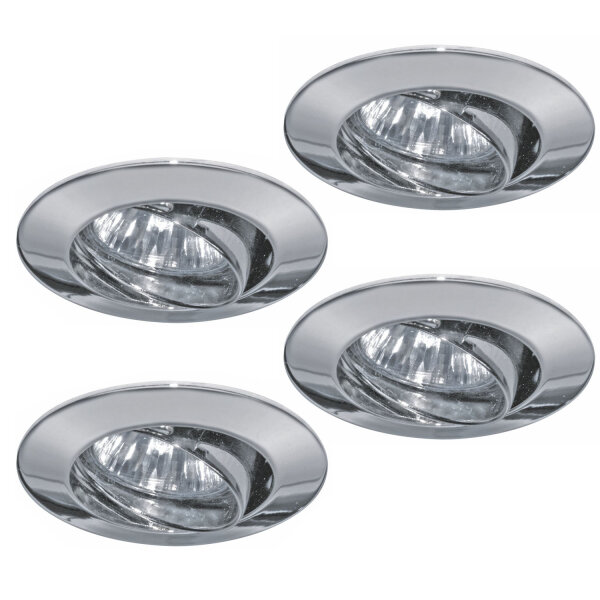 4x  Paulmann Premium Einbauleuchten schwenkbar max.35W 12V GU4 35mm Chrom/Alu Zink
