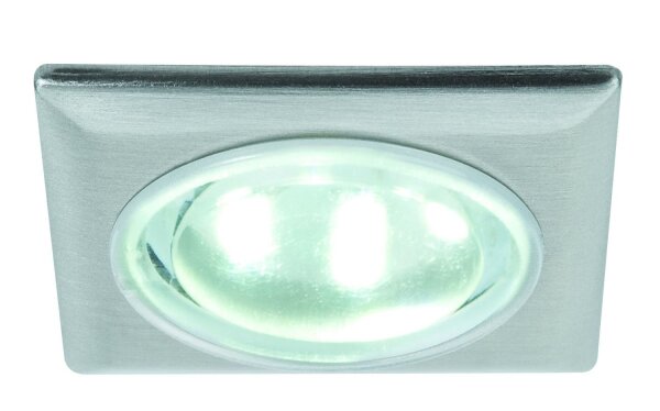 Nice Price Mini Einbauleuchten LED eckig 5x0,5W 3,6VA 230/12V 35x35mm Eisen gebürstet/ Metall