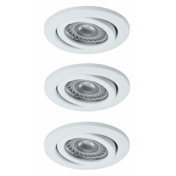 Nice Price Basic Einbauleuchten Set schwenkbar LED 3x3,5W 230V GU10 51mm Weiß/Metall