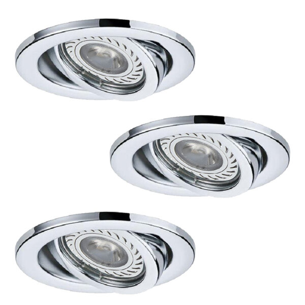 Nice Price SA Basic Einbauleuchten Set schwenkbar LED 3x3,5W 230V GU10 51mm Chrom/Metall