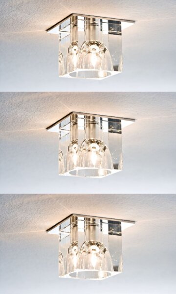 Paulmann Quality Einbauleuchten Set Glassy Cube 3x10W 60VA 230/12V G4 83/83mm Klar/Chrom Glas/Metall
