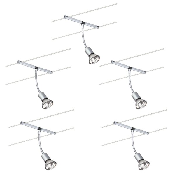 Paulmann Seil- und Schienensystem 2Easy Spot Basil 5x20W GU5,3 Chrom matt 12V Metall