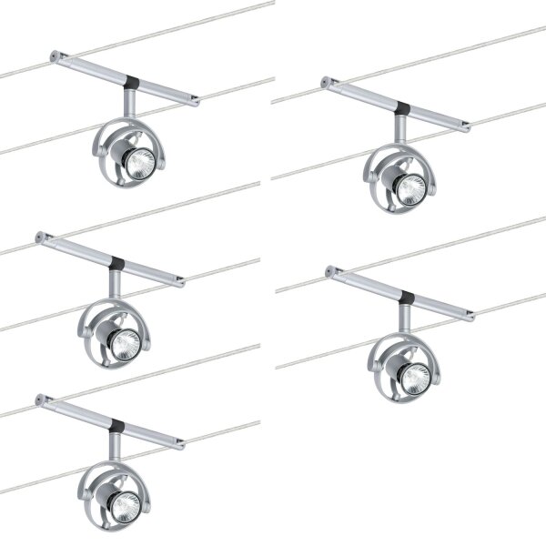 Paulmann Seil- und Schienensystem 2Easy Spot Mac² rund 5x20W GU4 Chrom matt 12V Kunststoff