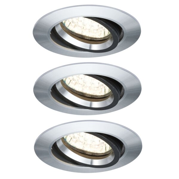 3er Set  Paulmann 2easy Premium Einbauleuchten Alu schwenkbar 51mm Alu gedeht