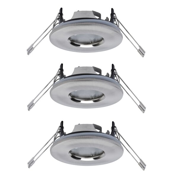 Paulmann 2easy Premium Einbauleuchten 3er Spot-Set starr IP65 51mm Eisen gebürstet