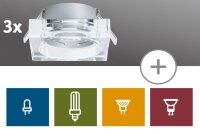 3er Set  Paulmann Premium Einbauleuchten Glas Quadro starr 51mm Klar/Glas