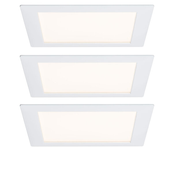3 x Paulmann Premium Einbauleuchten Set Panel eckig LED 2700K Warmweiß 500 lm 8W = 50W Licht